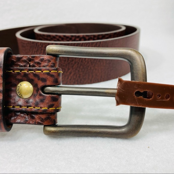 Fossil Pike Two Tone Brown Pebbled Leather Belt - Size 40 - NWT - Picture 4 of 10